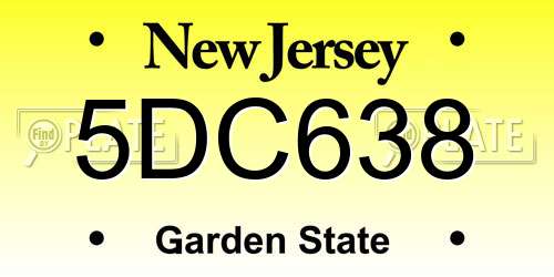 5DC638 New Jersey License Plate