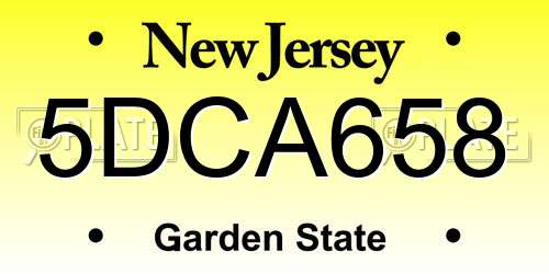 5DCA658 New Jersey License Plate