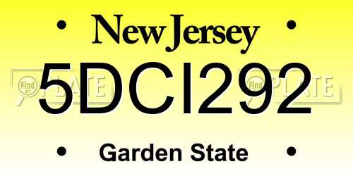 5DCI292 New Jersey License Plate