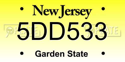 5DD533 New Jersey License Plate