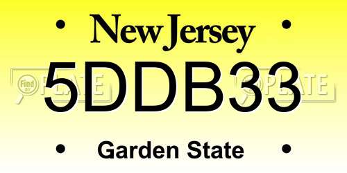 5DDB33 New Jersey License Plate