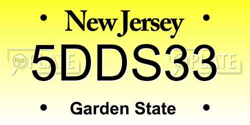 5DDS33 New Jersey License Plate