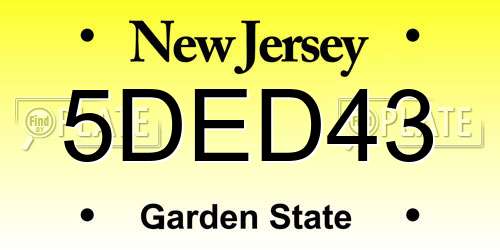 5DED43 New Jersey License Plate