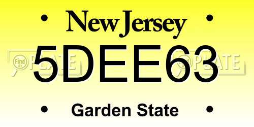 5DEE63 New Jersey License Plate