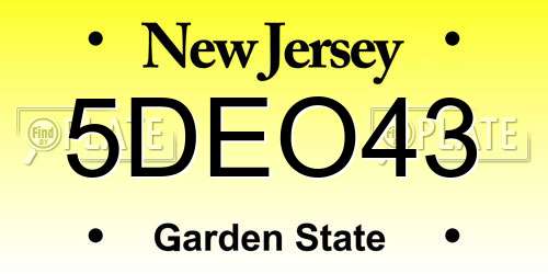 5DEO43 New Jersey License Plate
