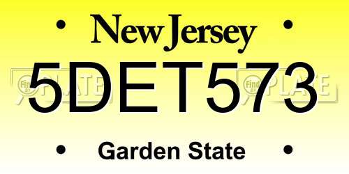 5DET573 New Jersey License Plate