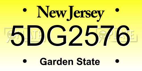 5DG2576 New Jersey License Plate