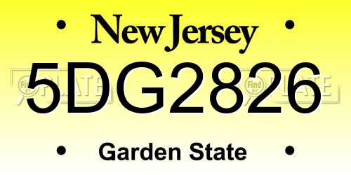 5DG2826 New Jersey License Plate