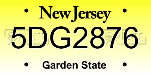 5DG2876 New Jersey License Plate