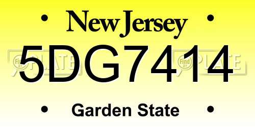 5DG7414 New Jersey License Plate