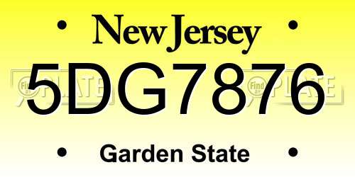5DG7876 New Jersey License Plate