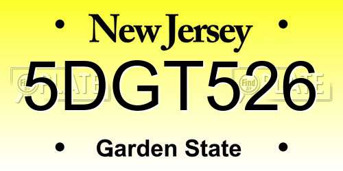 5DGT526 New Jersey License Plate