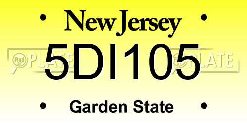 5DI105 New Jersey License Plate