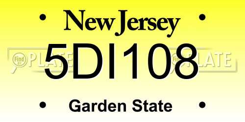 5DI108 New Jersey License Plate