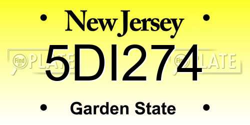 5DI274 New Jersey License Plate
