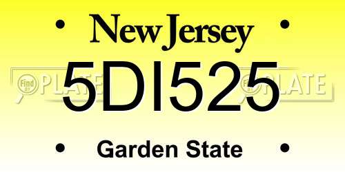 5DI525 New Jersey License Plate