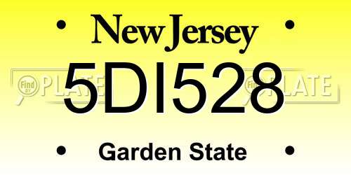 5DI528 New Jersey License Plate