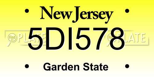 5DI578 New Jersey License Plate