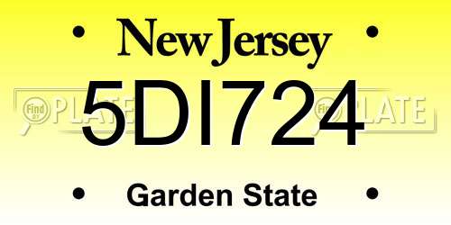 5DI724 New Jersey License Plate