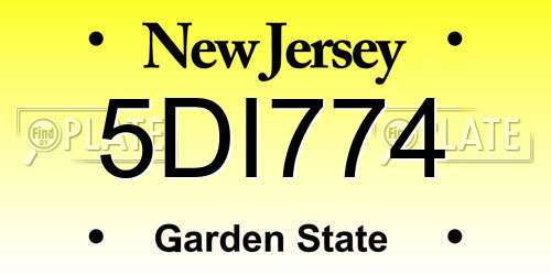 5DI774 New Jersey License Plate