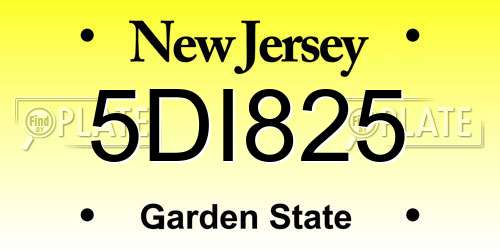 5DI825 New Jersey License Plate