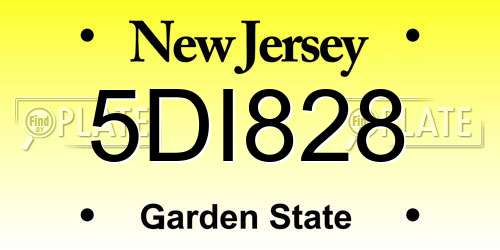 5DI828 New Jersey License Plate