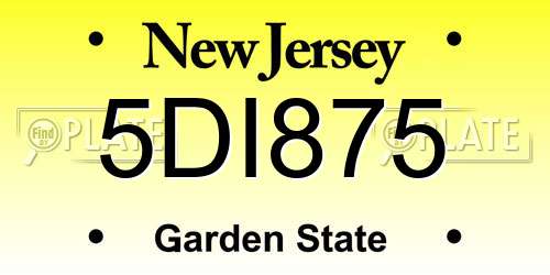 5DI875 New Jersey License Plate