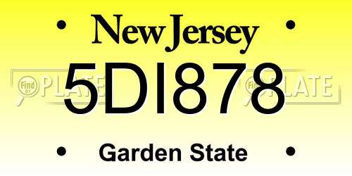 5DI878 New Jersey License Plate