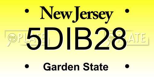 5DIB28 New Jersey License Plate