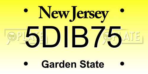 5DIB75 New Jersey License Plate