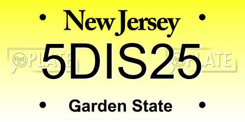 5DIS25 New Jersey License Plate