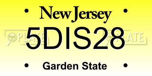 5DIS28 New Jersey License Plate