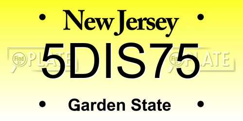 5DIS75 New Jersey License Plate