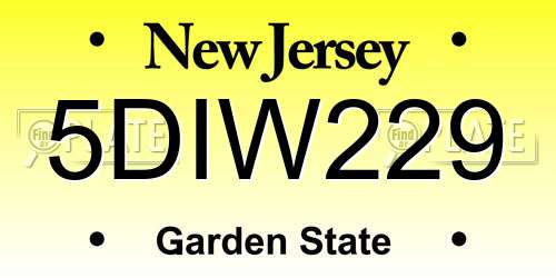 5DIW229 New Jersey License Plate