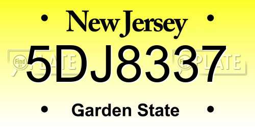 5DJ8337 New Jersey License Plate