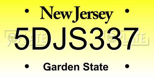 5DJS337 New Jersey License Plate