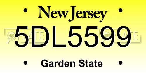 5DL5599 New Jersey License Plate