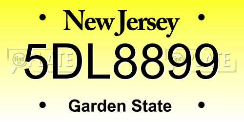 5DL8899 New Jersey License Plate