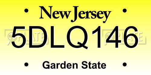5DLQ146 New Jersey License Plate
