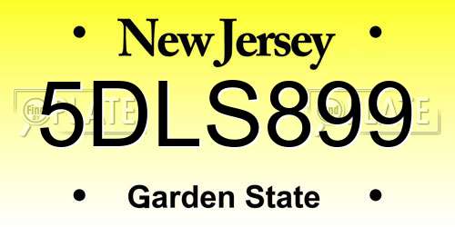 5DLS899 New Jersey License Plate