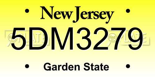 5DM3279 New Jersey License Plate