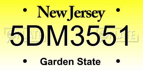 5DM3551 New Jersey License Plate
