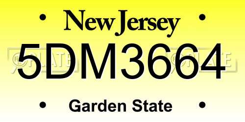 5DM3664 New Jersey License Plate