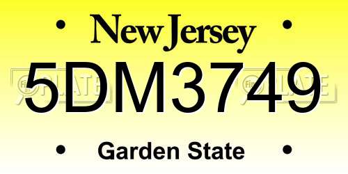 5DM3749 New Jersey License Plate