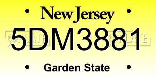 5DM3881 New Jersey License Plate