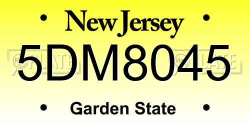 5DM8045 New Jersey License Plate