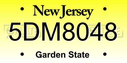 5DM8048 New Jersey License Plate
