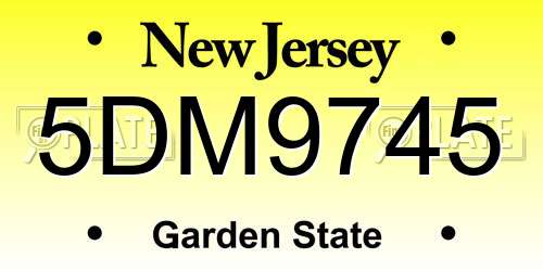 5DM9745 New Jersey License Plate