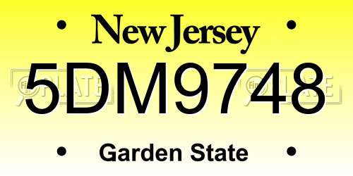 5DM9748 New Jersey License Plate