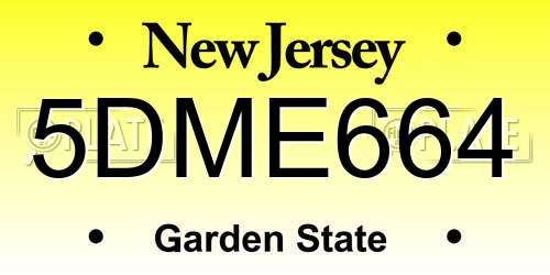 5DME664 New Jersey License Plate